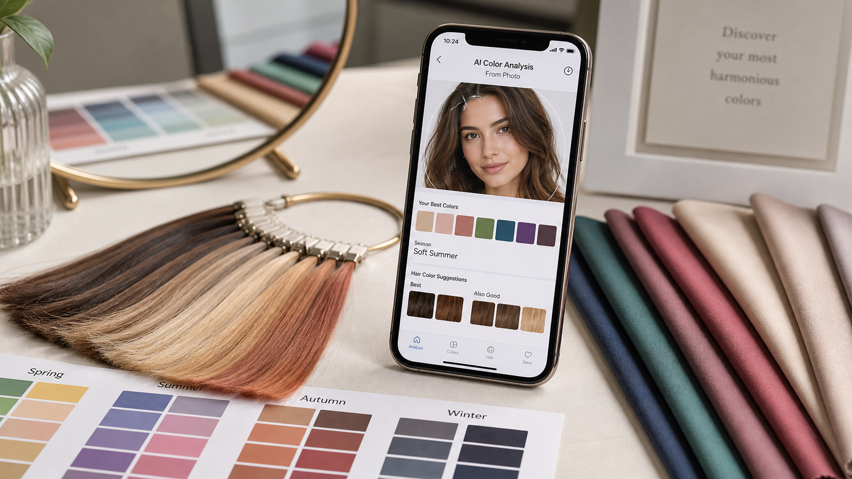 AI Color Analysis from a Photo: How to Use It for Hair Color editorial color analysis hair swatch visual
