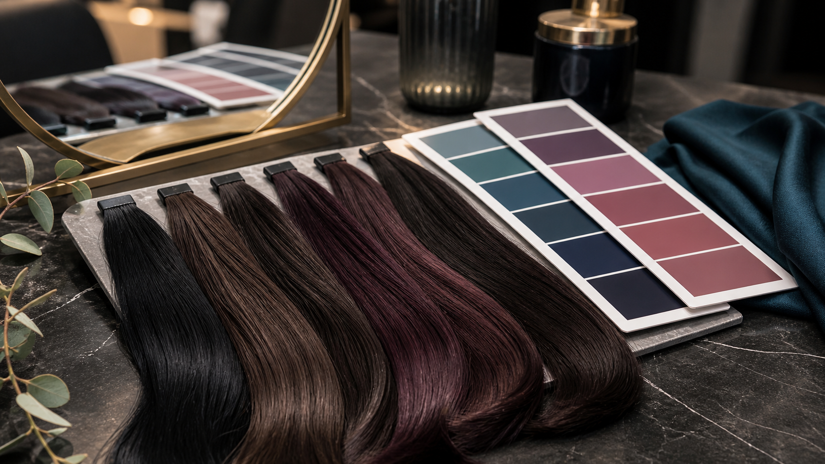 Deep Summer Hair Colors: Cool Depth Without Harsh Contrast editorial color analysis hair swatch visual