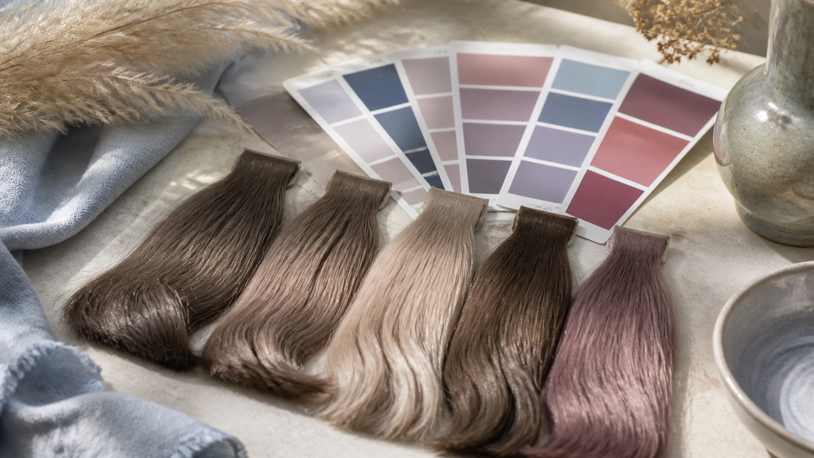 Soft Summer Hair Colors: Muted Shades That Look Natural editorial color analysis hair swatch visual